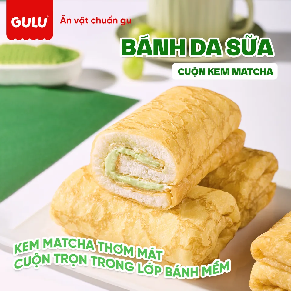 Bánh da sữa cuộn kem matcha