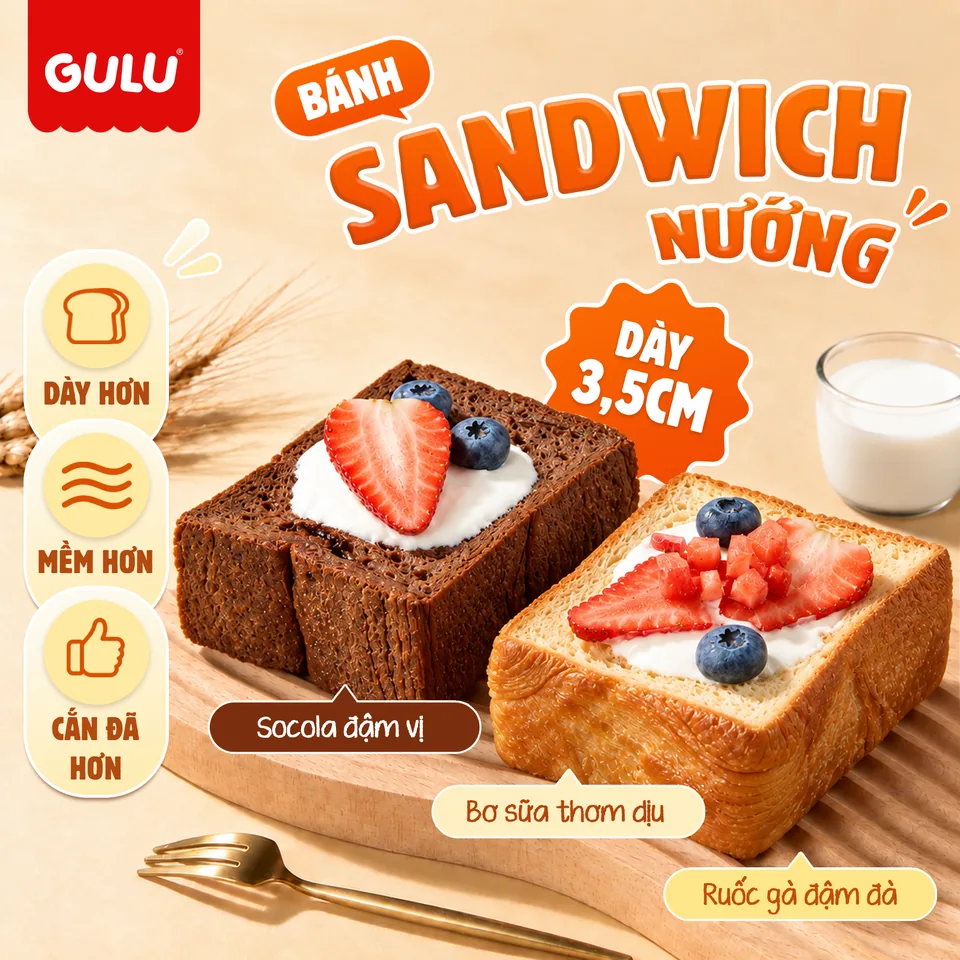 Bánh sandwich nướng 3,5cm